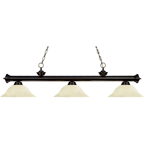 Riviera 3 Light 59 inch Bronze Billiard Ceiling Light in 18, Golden Mottle Glass