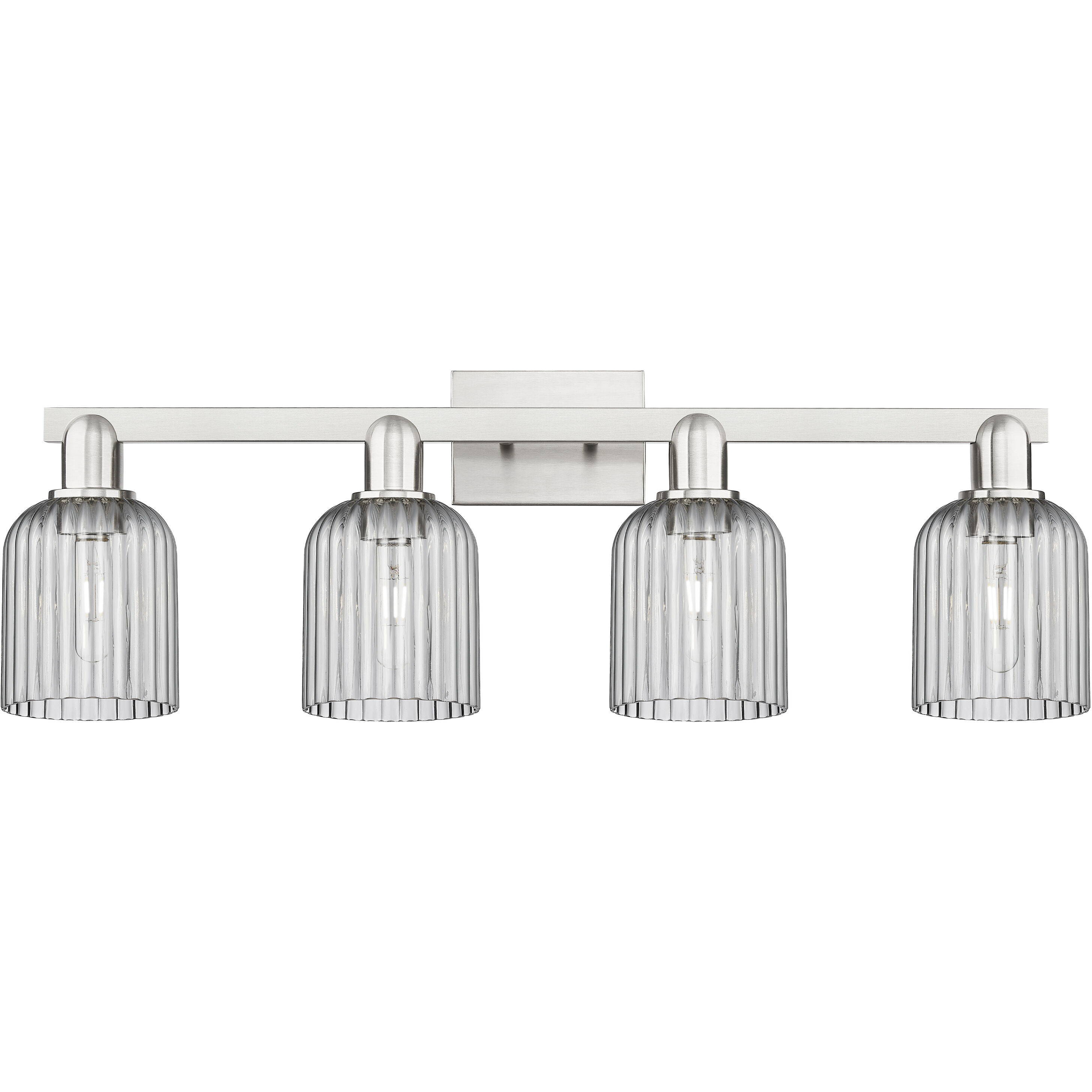 Bridal Veil 4 Light 32 inch Brushed Satin Nickel Bath Vanity Light Wall Light in Light Smoke Glass