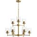 Replay 9 Light 25 inch Brushed Gold Chandelier Ceiling Light