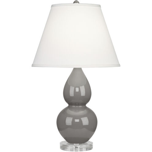 Robert Abbey Small Double Gourd 22 inch 150.00 watt Smokey Taupe Glazed Ceramic with Lucite Base Accent Lamp Portable Light in Smoky Taupe, Pearl Dupioni A770X - Open Box
