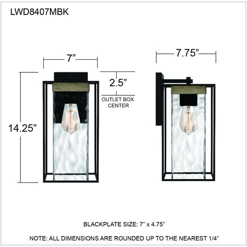 Longwood 1 Light 14 inch Matte Black Outdoor Wall Lantern