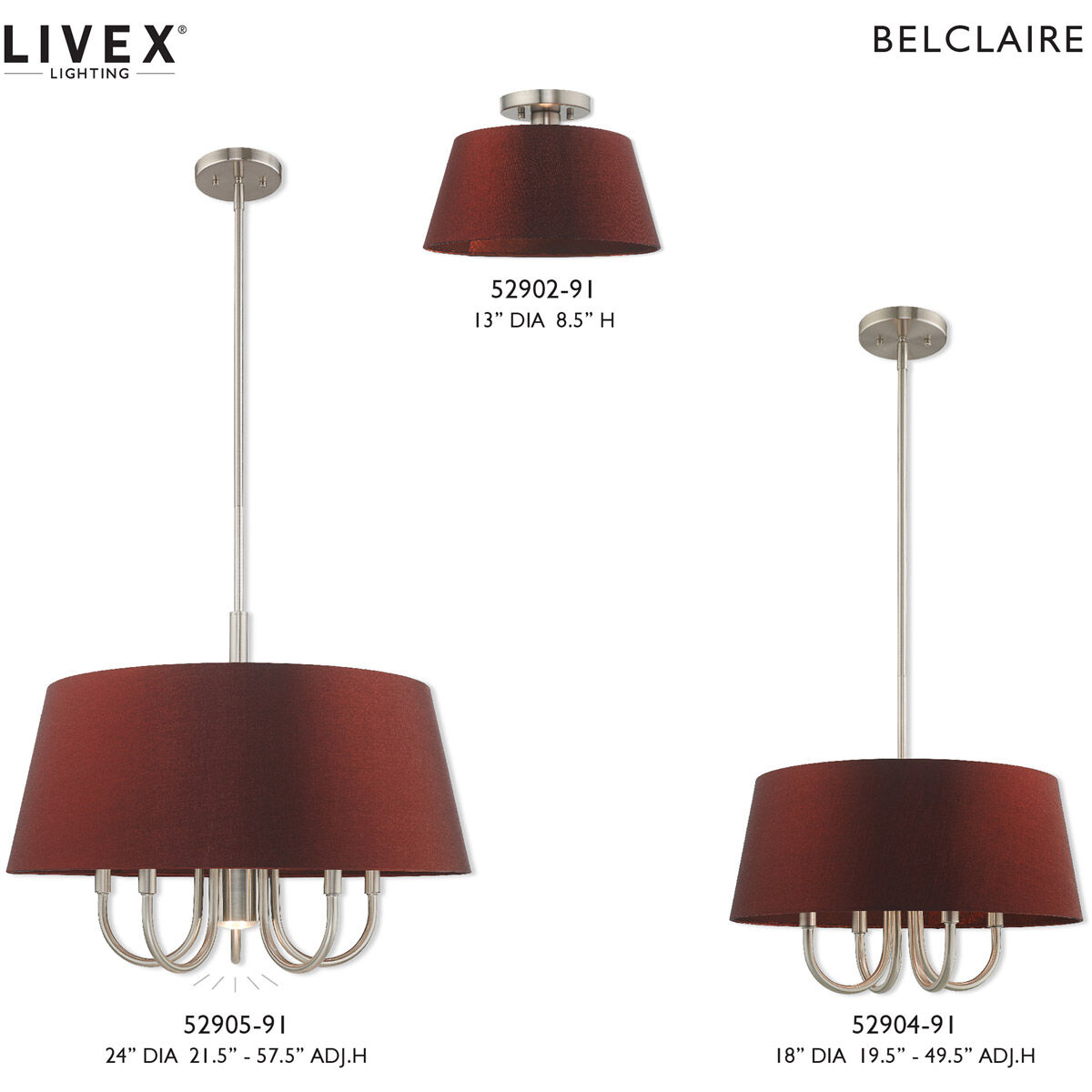 Belclaire 4 Light 18 inch Brushed Nickel Pendant Chandelier Ceiling Light