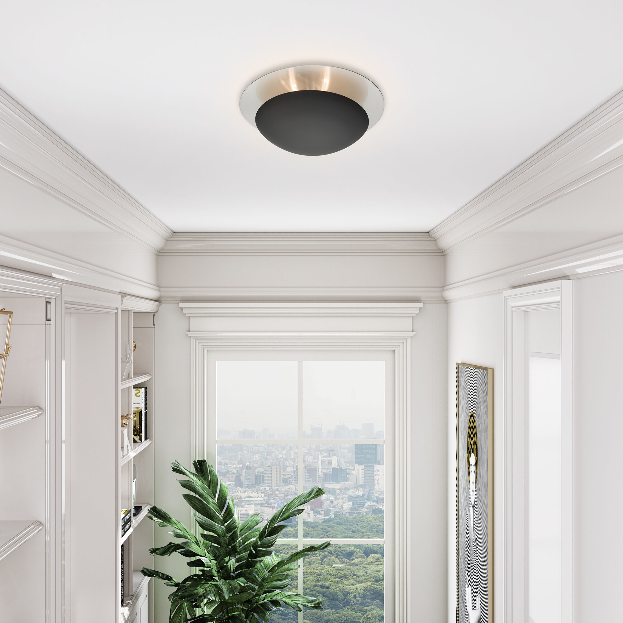 Ventura 2 Light 11 inch Black with Brushed Nickel Reflector Backplate Semi-Flush/Wall Sconce Ceiling Light, Medium