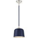 Vintage 1 Light 9 inch Navy Blue with Polished Nickel Pendant Ceiling Light