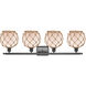 Ballston Farmhouse Rope 4 Light 36 inch Oil Rubbed Bronze Bath Vanity Light Wall Light in White Glass with Brown Rope, Ballston