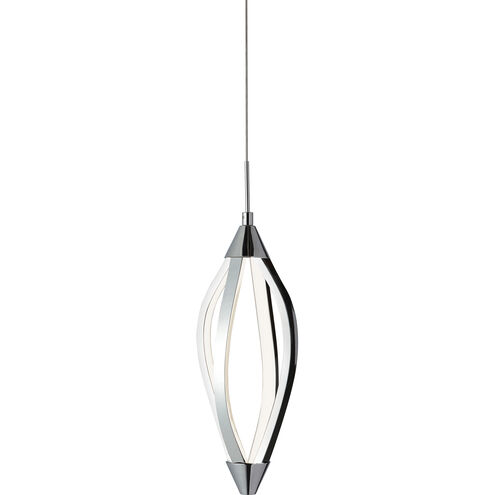 Selene LED 5 inch Polished Chrome Pendant Ceiling Light, Swooped Arms