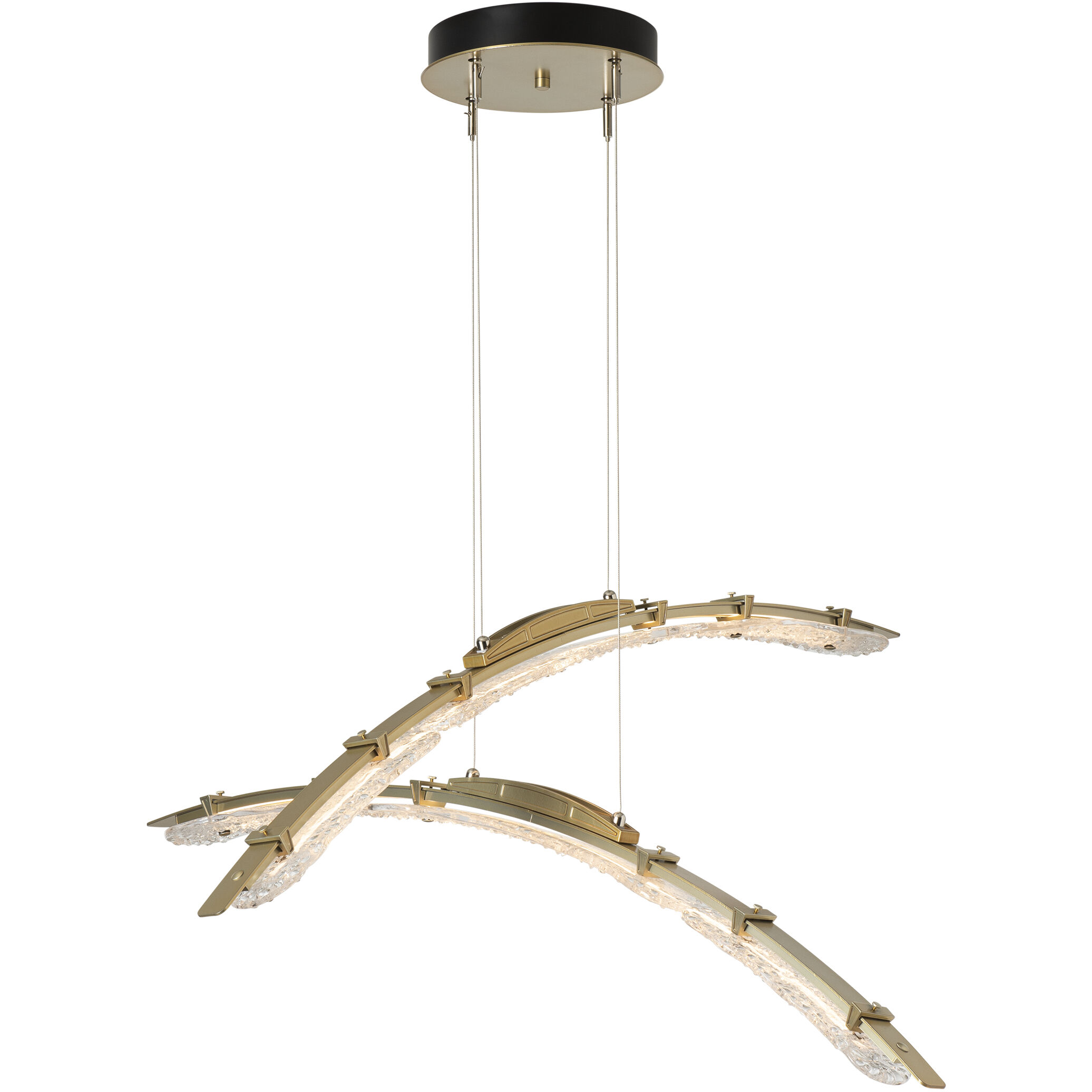 Glissade LED 43.5 inch Modern Brass Double Pendant Ceiling Light, Large