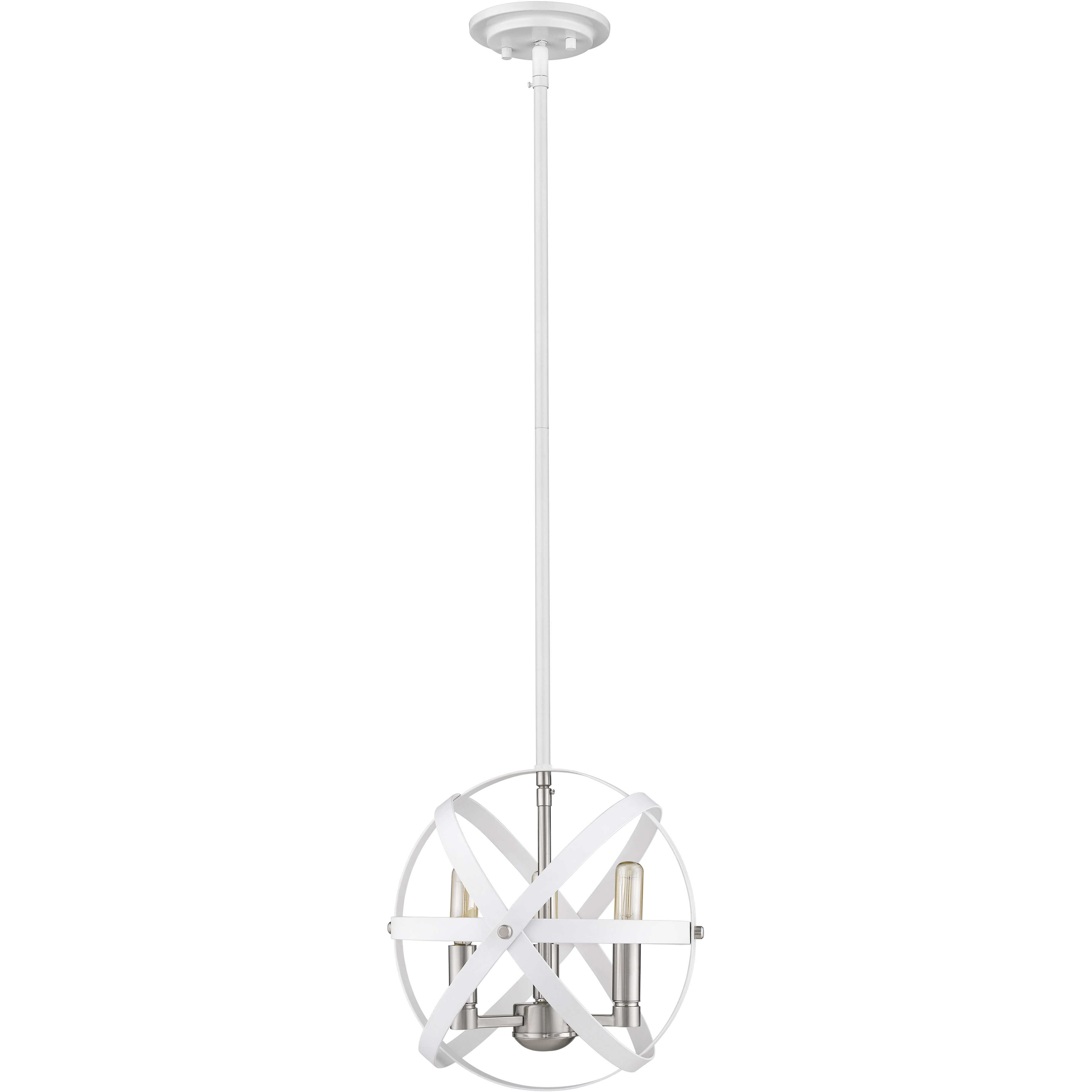 Cavallo 3 Light 12 inch Hammered White and Brushed Nickel Chandelier Ceiling Light