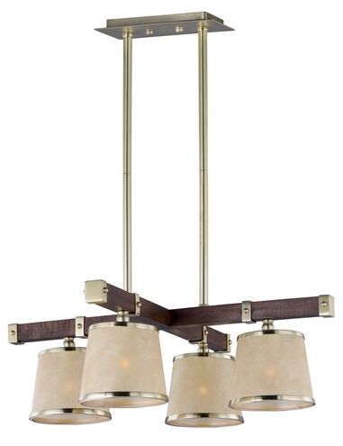 Maritime 4 Light 29 inch Antique Pecan/Satin Brass Chandelier Ceiling Light