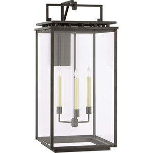 Chapman & Myers Cheshire 3 Light 36.5 inch Aged Iron Outdoor Bracketed Wall Lantern, Grande
