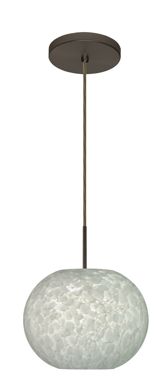 Luna 1 Light Bronze Pendant Ceiling Light in Carrera Glass, Incandescent