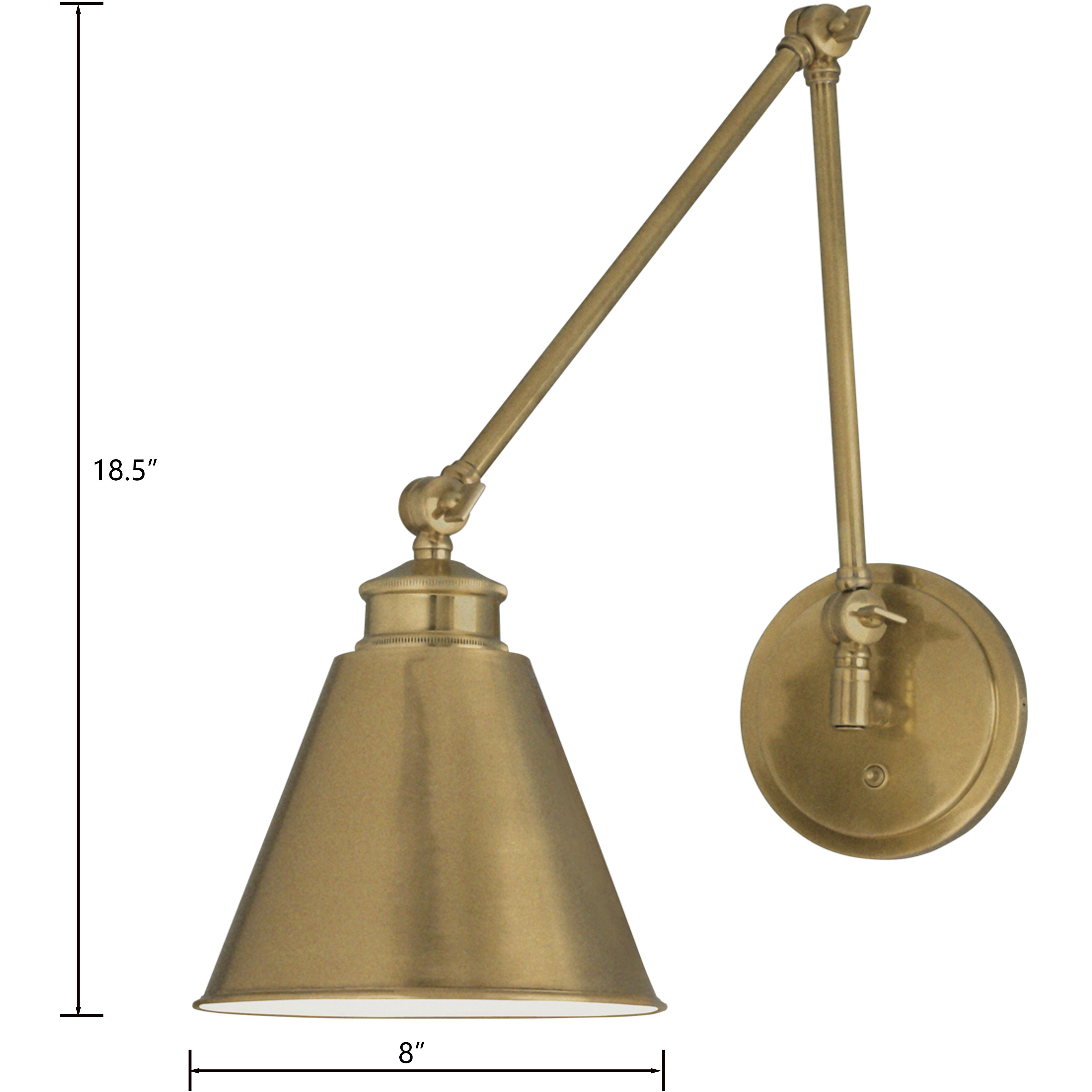 Aidan 8 inch Aged Brass Swingarm Sconce Wall Light