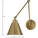 Aidan 8 inch Aged Brass Swingarm Sconce Wall Light