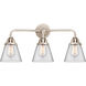 Nouveau 2 Small Cone LED 24 inch Polished Nickel Bath Vanity Light Wall Light in Clear Glass
