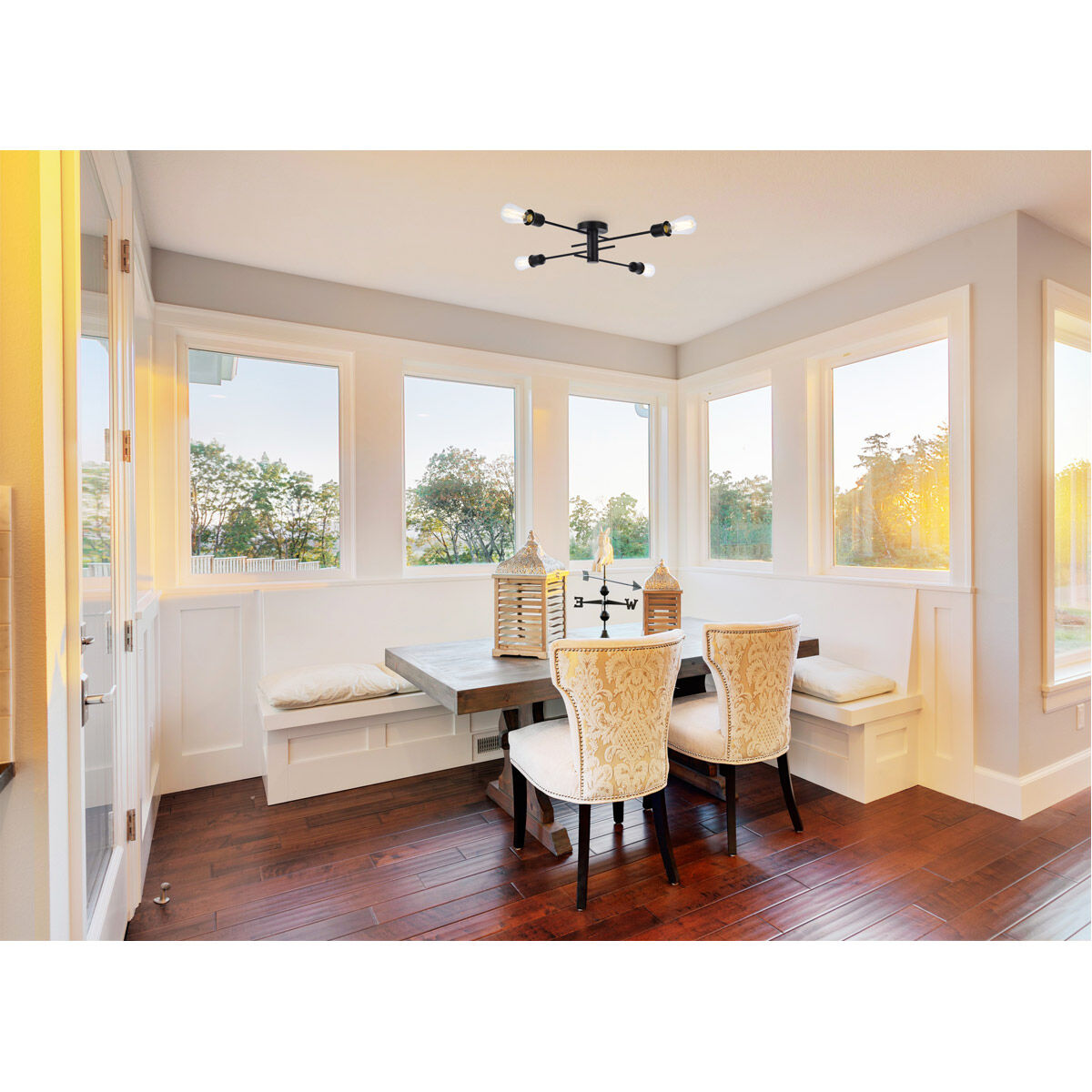 Xavier 4 Light 26 inch Black Flush Mount Ceiling Light