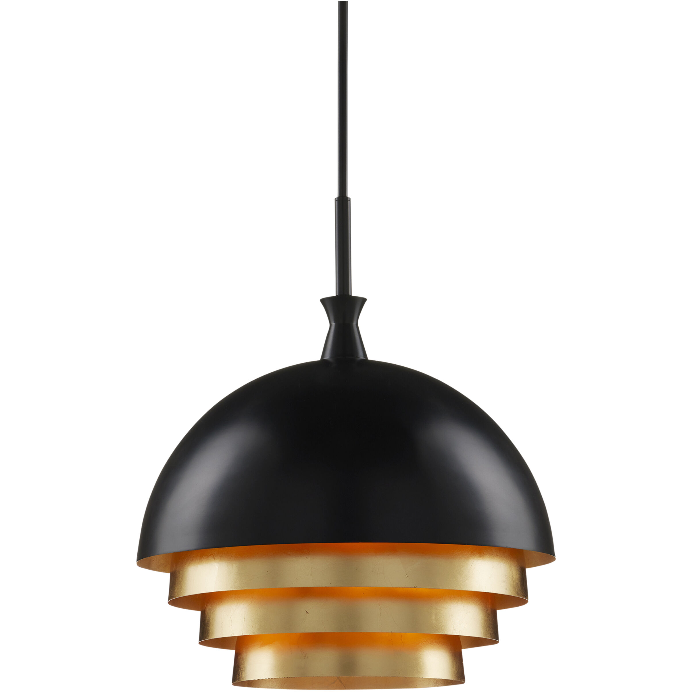 Salviati 3 Light 17.75 inch Black and Gold Leaf Pendant Ceiling Light, Large