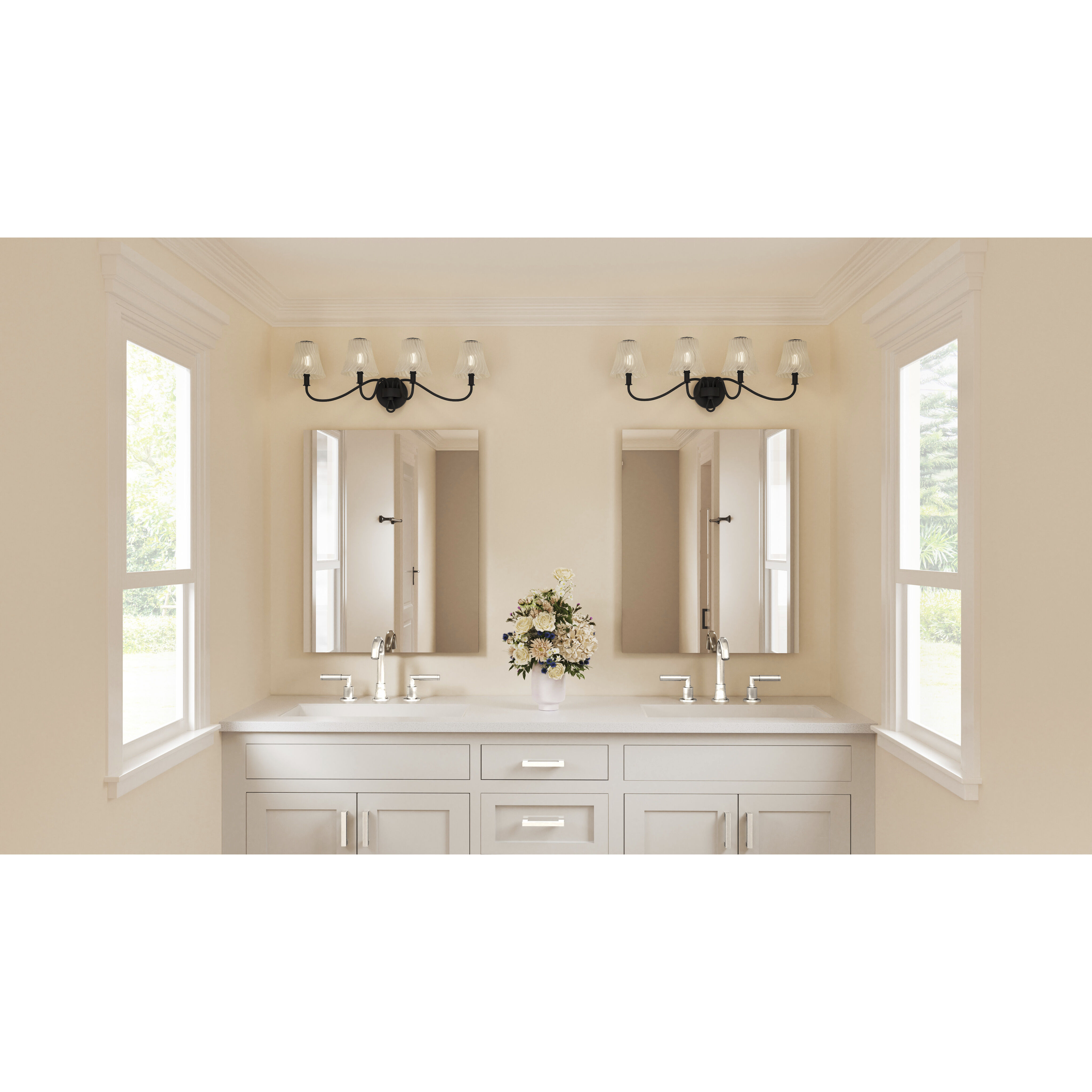 McKinney 4 Light 31 inch Matte Black Bath Light Wall Light