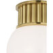 Chapman & Myers Nolan LED 9 inch Antique-Burnished Brass Flush Mount Ceiling Light in White Glass