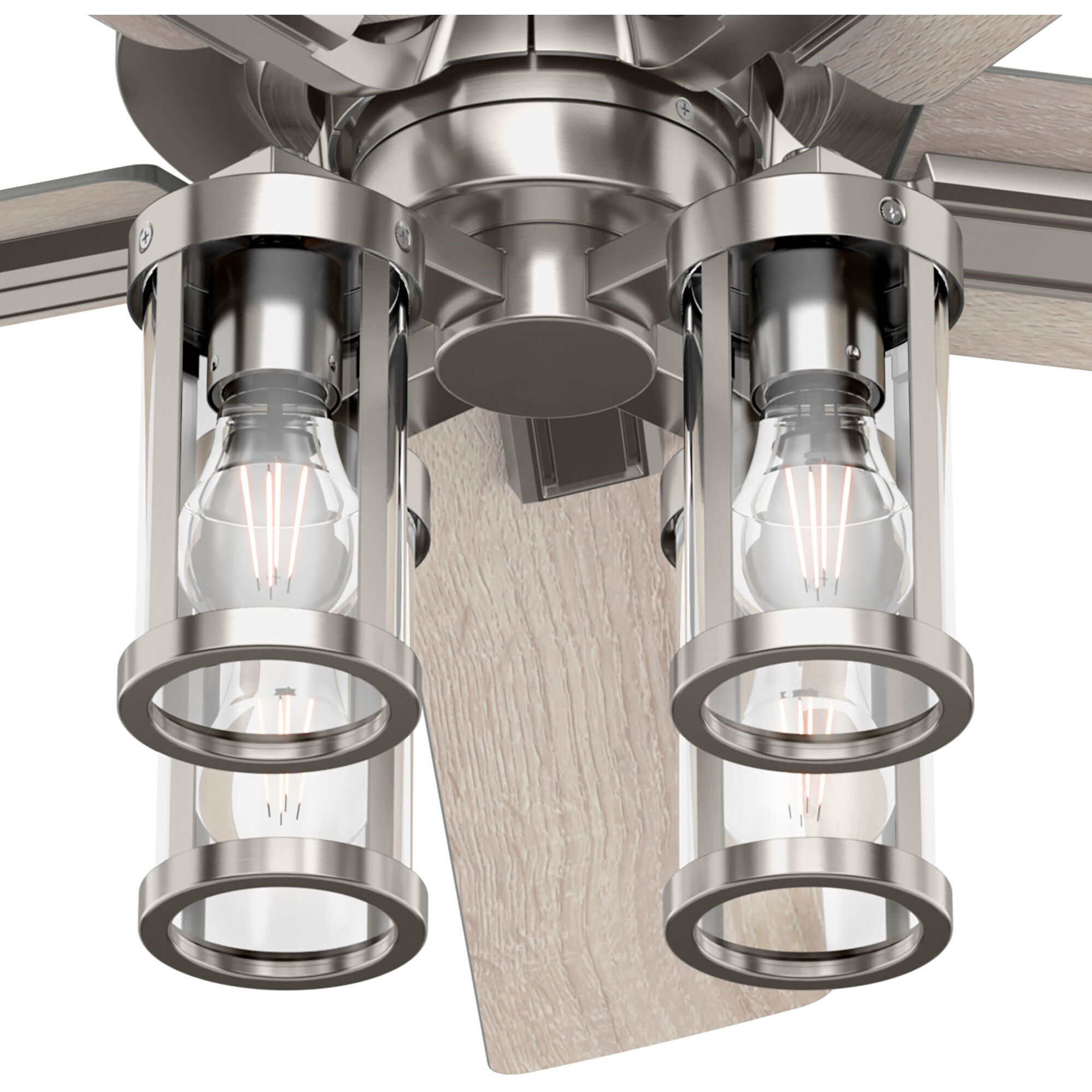 Astwood II 52 inch Brushed Nickel with Light Oak Blades Ceiling Fan