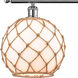 Ballston Large Farmhouse Rope LED 48 inch Polished Chrome Island Light Ceiling Light in White Glass with Brown Rope, Ballston