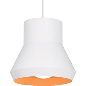 Milo LED 14.5 inch White Outside/Orange Inside Pendant Ceiling Light in LED 90 CRI 2700K, White/Orange