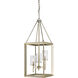 Smyth Pendant Ceiling Light in White Gold, Clear Glass, Caged