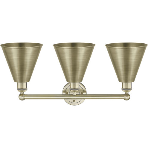 Ballston Cone 3 Light 26 inch Antique Brass Bath Vanity Light Wall Light