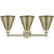 Ballston Cone 3 Light 26 inch Antique Brass Bath Vanity Light Wall Light