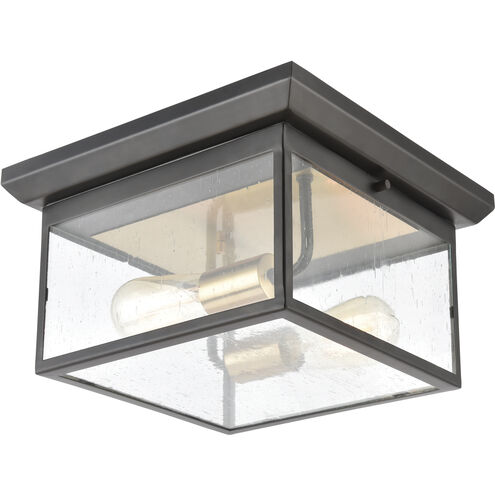 Knowlton 2 Light 12 inch Matte Black with Brushed Brass Outdoor Flush Mount