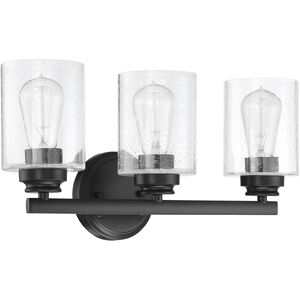 Neighborhood Bolden 3 Light 18 inch Flat Black Vanity Light Wall Light in Clear Seeded, Neighborhood Collection