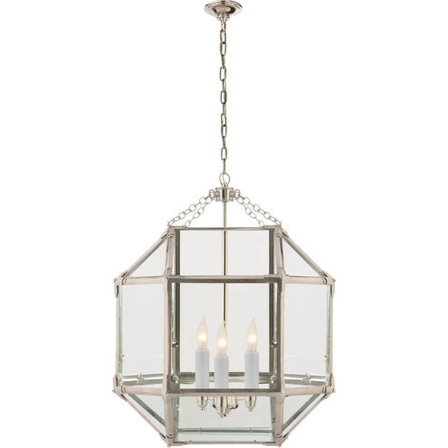 Suzanne Kasler Morris 3 Light 19 inch Polished Nickel Foyer Pendant Ceiling Light in Clear Glass