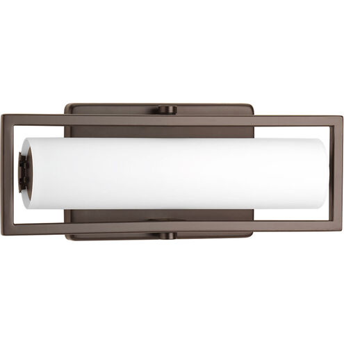 Frame LED 12 inch Architectural Bronze Bath Vanity Wall Light, Etched Opal Glass