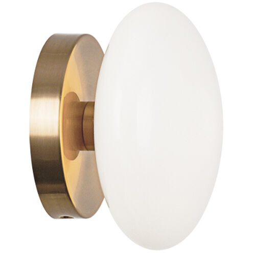 Pearlesque Wall Sconce Wall Light in Aged Gold Brass and Opal Glass