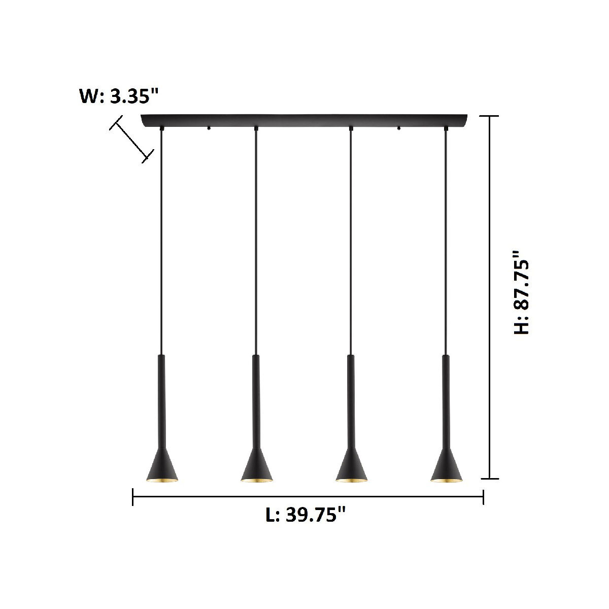 Cortaderas LED 39.75 inch Matte Black Linear Pendant Ceiling Light