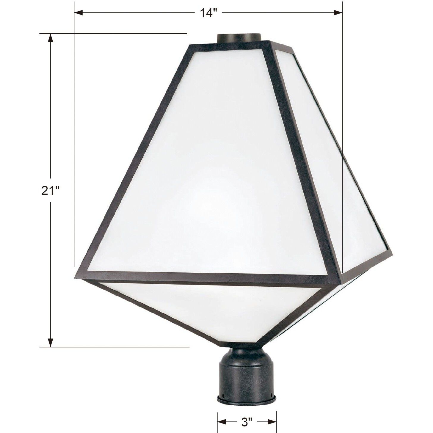 Glacier 3 Light 21 inch Black Charcoal Post in White