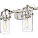 Pilaster II Cylinder 2 Light 14.88 inch Satin Nickel Bath Vanity Light Wall Light in Clear Glass