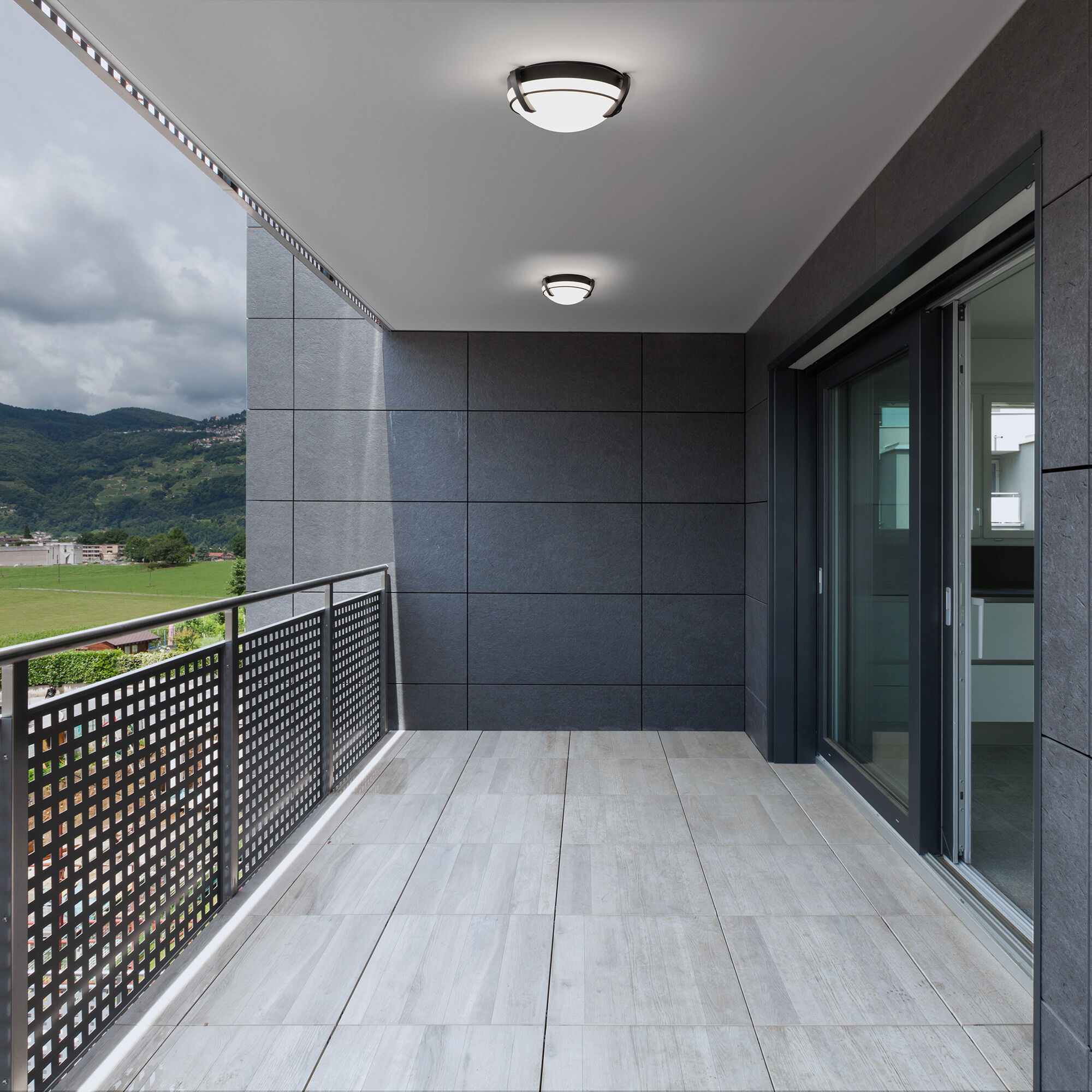 Bradbury 1 Light 16 inch Black Flush Mount Ceiling Light, dweLED