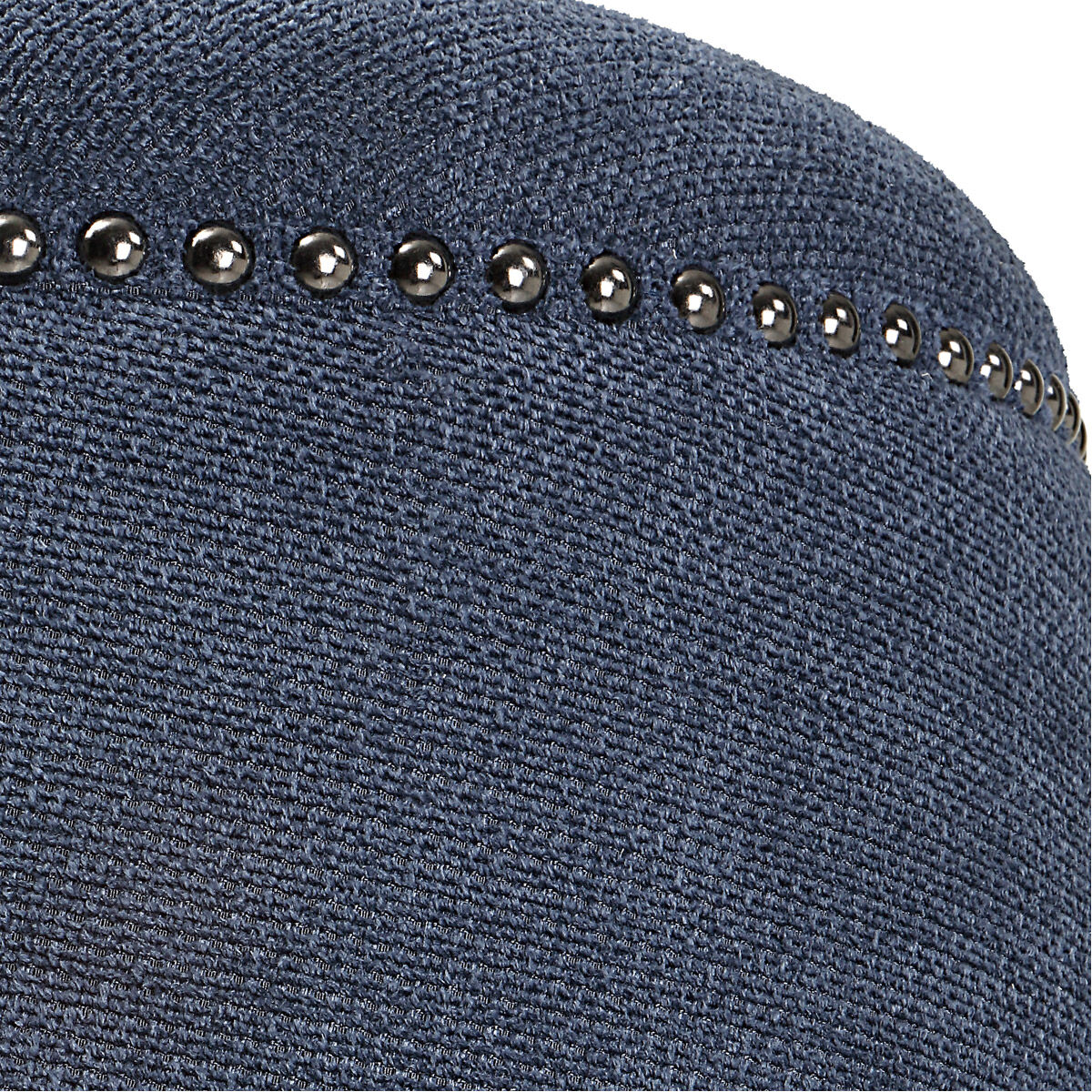 Gumdrop 17 inch Denim Blue Chenille with Black Nickel Details Ottoman