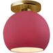 Radiance LED 10 inch Cerise and Brushed Brass Semi Flush Ceiling Light