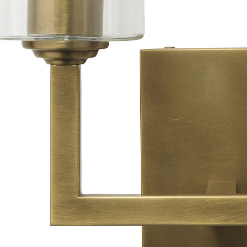 Linear 2 Light 12 inch Antique Brass & Clear Glass Wall Sconce Wall Light