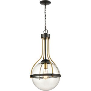 Vispon 1 Light 14 inch Matte Black with Burnished Brass Pendant Ceiling Light