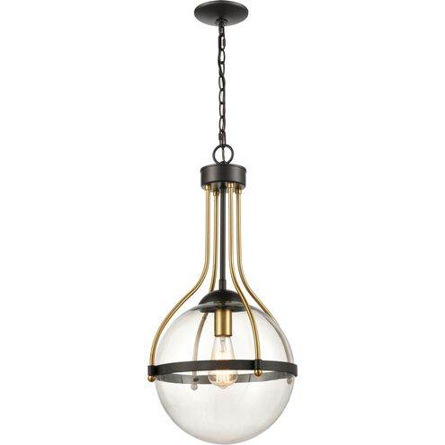 Vispon 1 Light 14 inch Matte Black with Burnished Brass Pendant Ceiling Light
