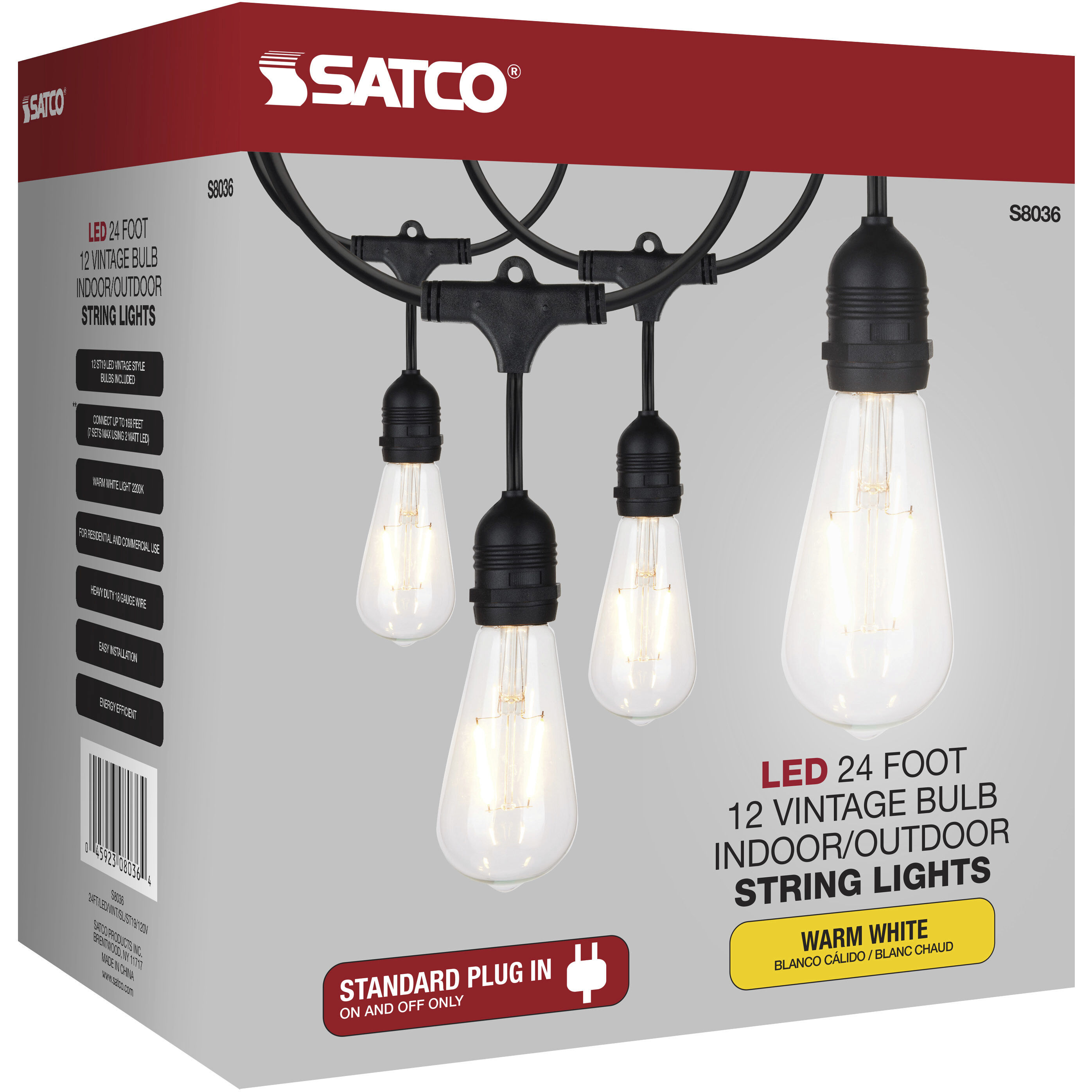 Lumos 12 Light LED 24 foot Black String Lights
