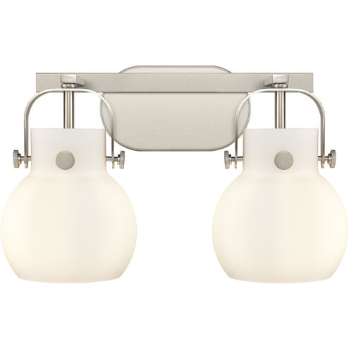 Pilaster II Sphere 2 Light 17 inch Satin Nickel Bath Vanity Light Wall Light in Matte White Glass
