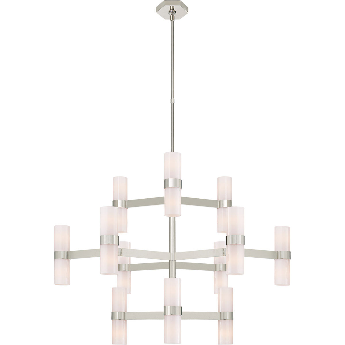 AERIN Margita 24 Light 44.5 inch Polished Nickel Chandelier Ceiling Light in White Glass, Medium