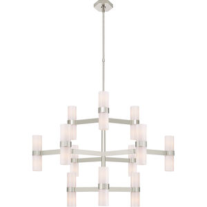 AERIN Margita 24 Light 44.5 inch Polished Nickel Chandelier Ceiling Light in White Glass, Medium