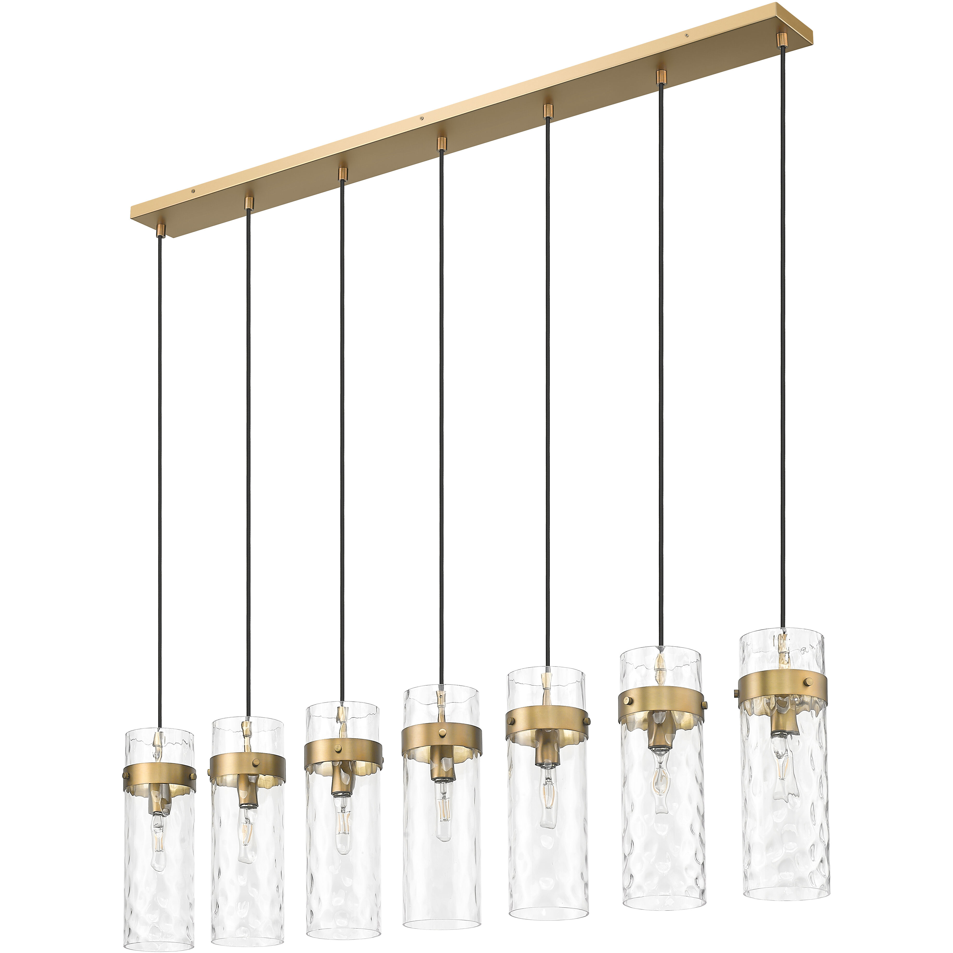 Fontaine Linear Chandelier Ceiling Light in Rubbed Brass