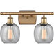 Ballston Belfast LED 16 inch Brushed Brass Bath Vanity Light Wall Light in Seedy Glass, Ballston