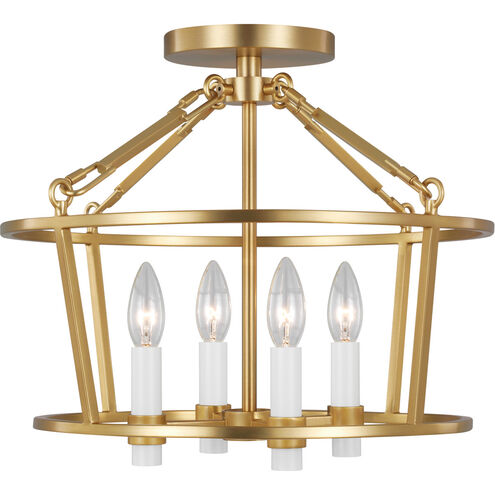 C&M by Chapman & Myers Marston 4 Light 16.38 inch Burnished Brass Semi Flush Mount Ceiling Light