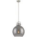 Downtown Urban Newton Sphere 1 Light 14 inch Satin Nickel Pendant Ceiling Light in Plated Smoke